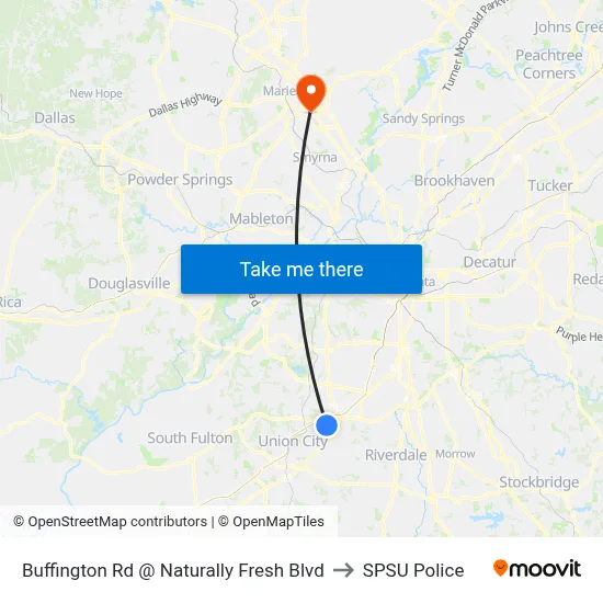 Buffington Rd @ Naturally Fresh Blvd to SPSU Police map