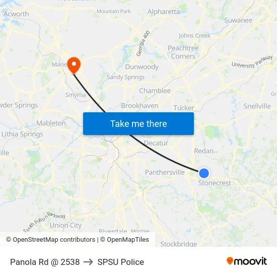 Panola Rd @ 2538 to SPSU Police map