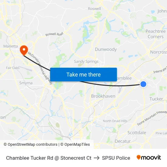 Chamblee Tucker Rd @ Stonecrest Ct to SPSU Police map