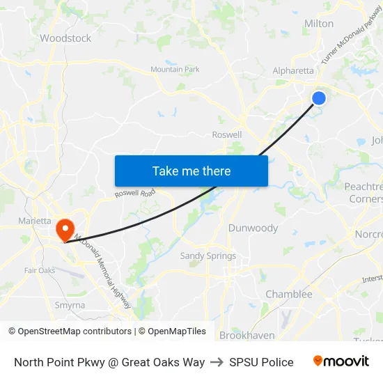 North Point Pkwy @ Great Oaks Way to SPSU Police map