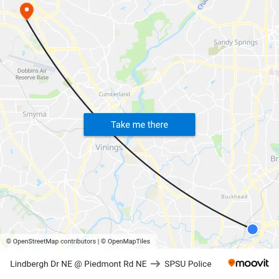 Lindbergh Dr NE @ Piedmont Rd NE to SPSU Police map