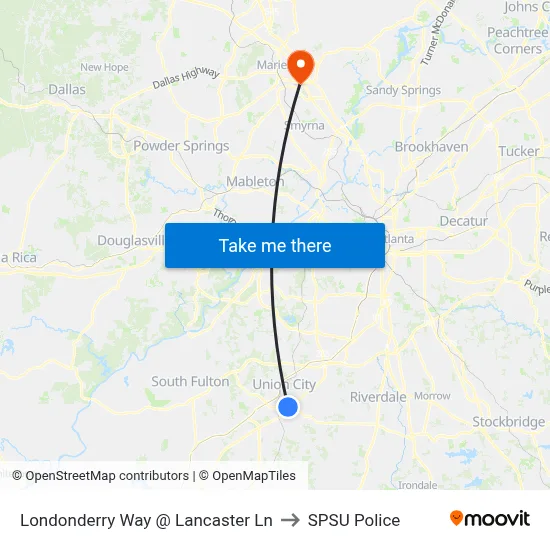 Londonderry Way @ Lancaster Ln to SPSU Police map