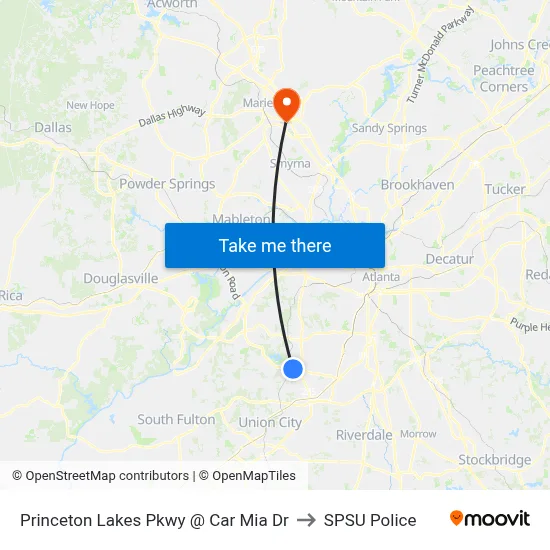Princeton Lakes Pkwy @ Car Mia Dr to SPSU Police map