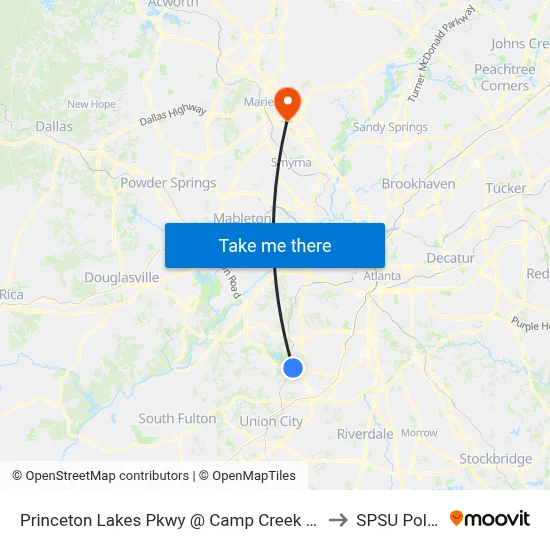 Princeton Lakes Pkwy @ Camp Creek Pkwy to SPSU Police map