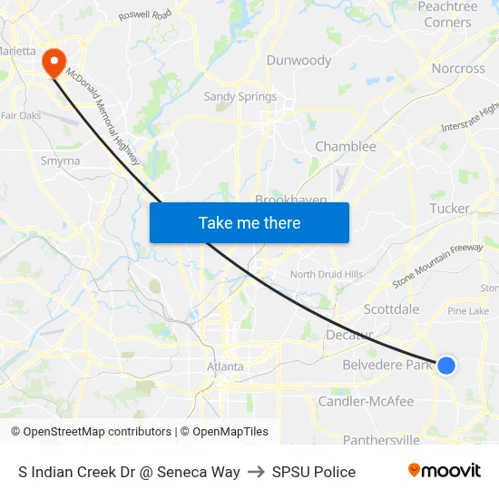 S Indian Creek Dr @ Seneca Way to SPSU Police map