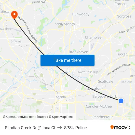 S Indian Creek Dr @ Inca Ct to SPSU Police map