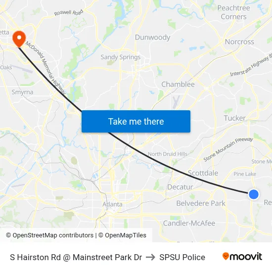 S Hairston Rd @ Mainstreet Park Dr to SPSU Police map