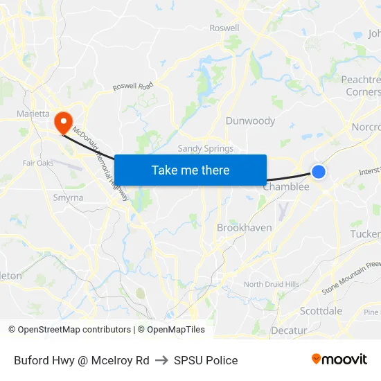 Buford Hwy @ Mcelroy Rd to SPSU Police map