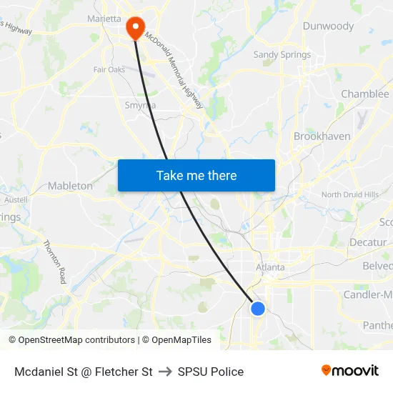 Mcdaniel St @ Fletcher St to SPSU Police map