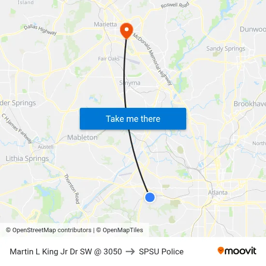 Martin L King Jr Dr SW @ 3050 to SPSU Police map