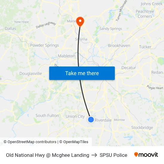 Old National Hwy @ Mcghee Landing to SPSU Police map