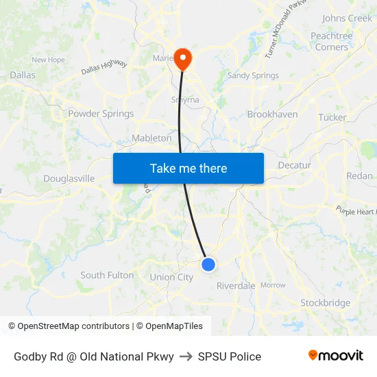 Godby Rd @ Old National Pkwy to SPSU Police map