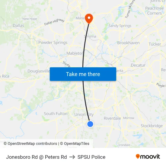 Jonesboro Rd @ Peters Rd to SPSU Police map