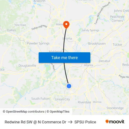 Redwine Rd SW @ N Commerce Dr to SPSU Police map