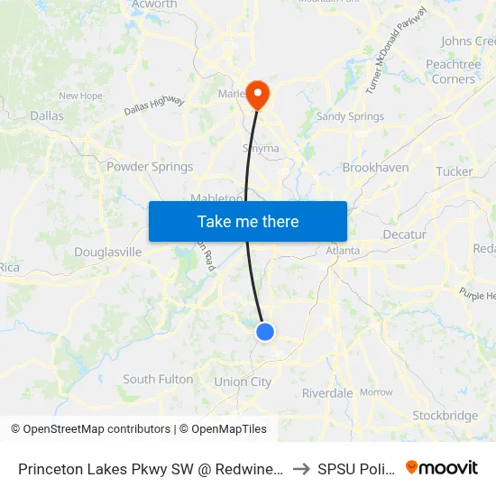 Princeton Lakes Pkwy SW @ Redwine Rd to SPSU Police map
