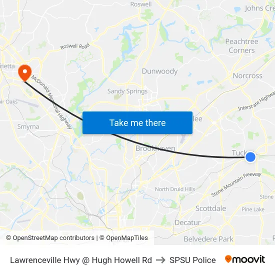 Lawrenceville Hwy @ Hugh Howell Rd to SPSU Police map