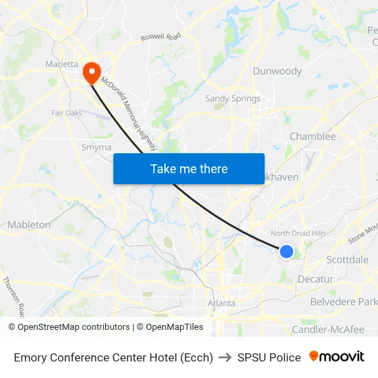 Emory Conference Center Hotel (Ecch) to SPSU Police map
