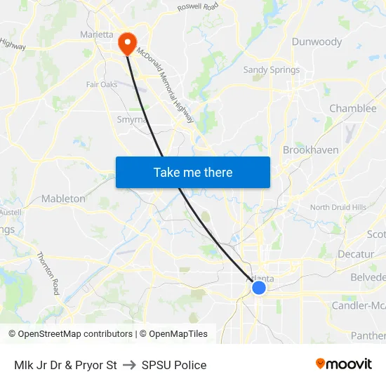 Mlk Jr Dr & Pryor St to SPSU Police map