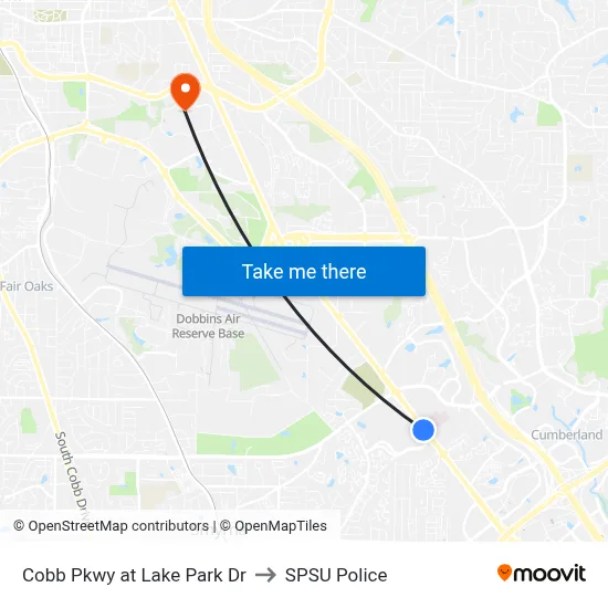 Cobb Pkwy at Lake Park Dr to SPSU Police map