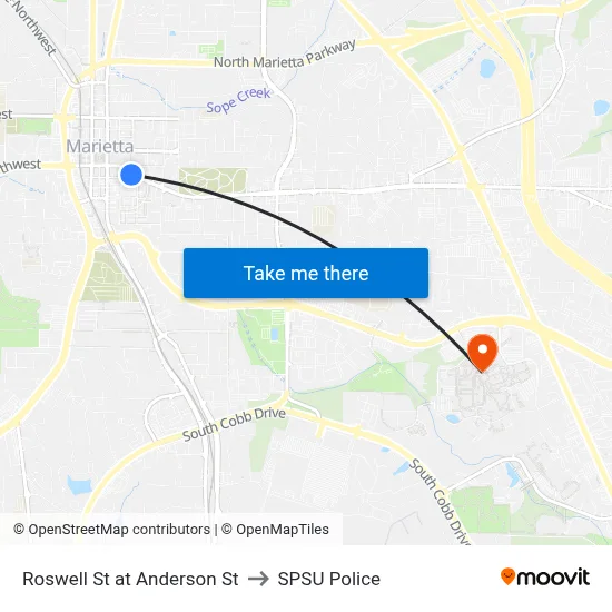 Roswell St at Anderson St to SPSU Police map
