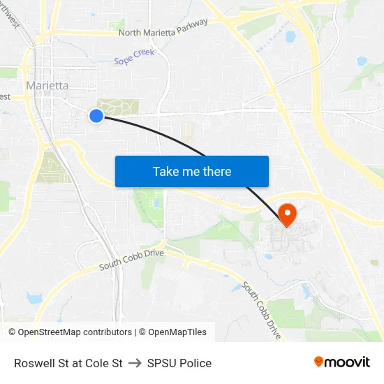 Roswell St at Cole St to SPSU Police map