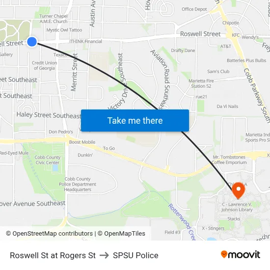 Roswell St at Rogers St to SPSU Police map