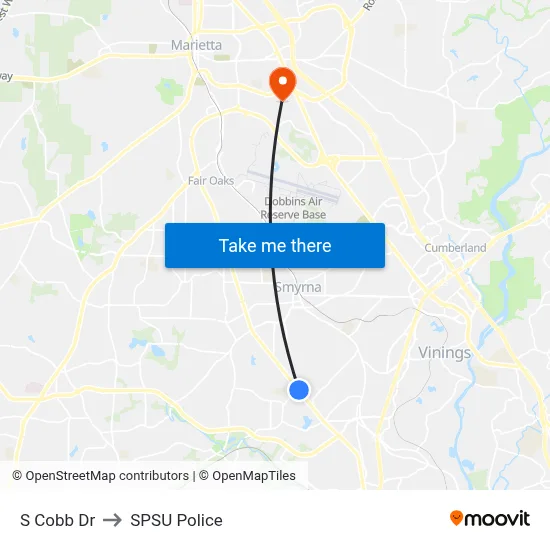 S Cobb Dr to SPSU Police map