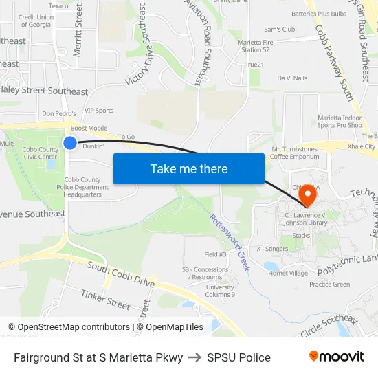 Fairground St at S Marietta Pkwy to SPSU Police map