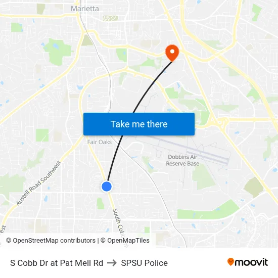 S Cobb Dr at Pat Mell Rd to SPSU Police map