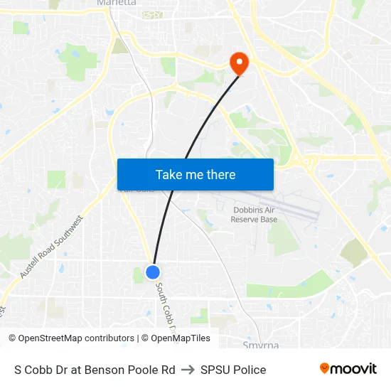 S Cobb Dr at Benson Poole Rd to SPSU Police map