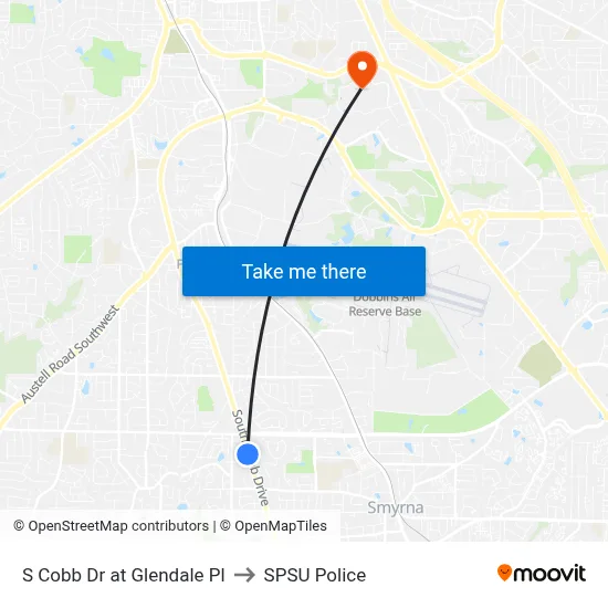 S Cobb Dr at Glendale Pl to SPSU Police map