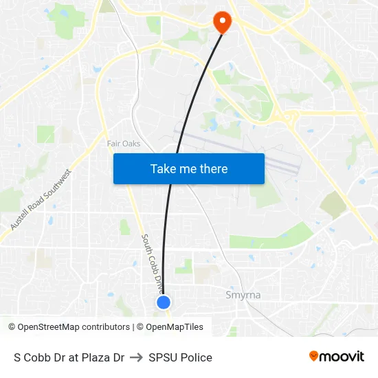 S Cobb Dr at Plaza Dr to SPSU Police map