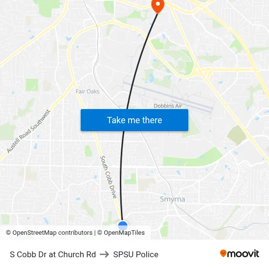 S Cobb Dr at Church Rd to SPSU Police map