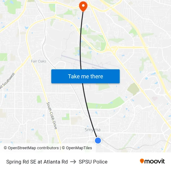 Spring Rd SE at Atlanta Rd to SPSU Police map