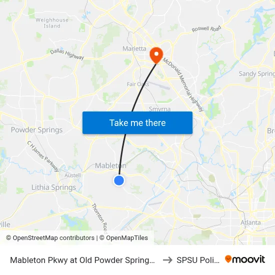Mableton Pkwy at Old Powder Springs Rd to SPSU Police map