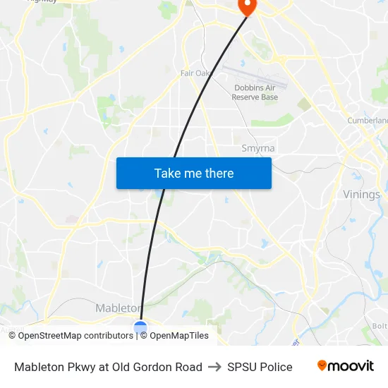 Mableton Pkwy at Old Gordon Road to SPSU Police map
