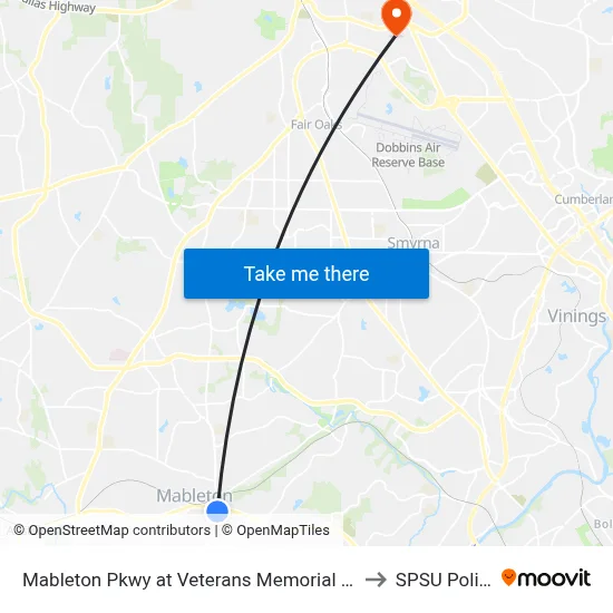 Mableton Pkwy at Veterans Memorial Hwy to SPSU Police map