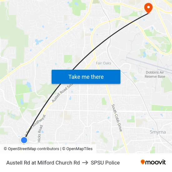 Austell Rd at Milford Church Rd to SPSU Police map