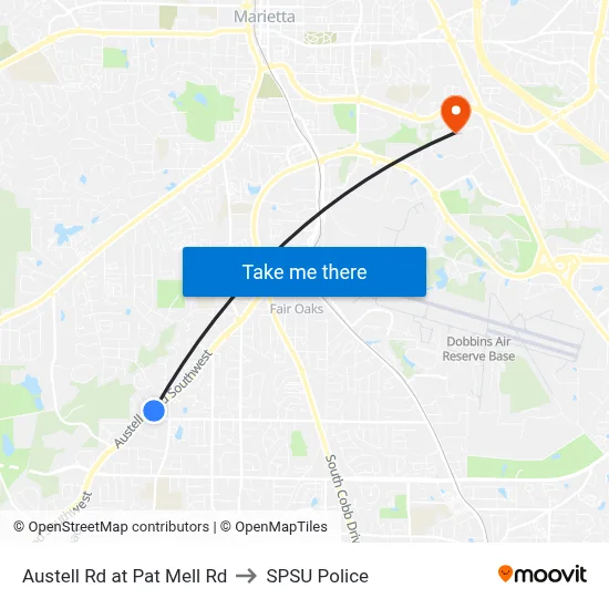 Austell Rd at Pat Mell Rd to SPSU Police map