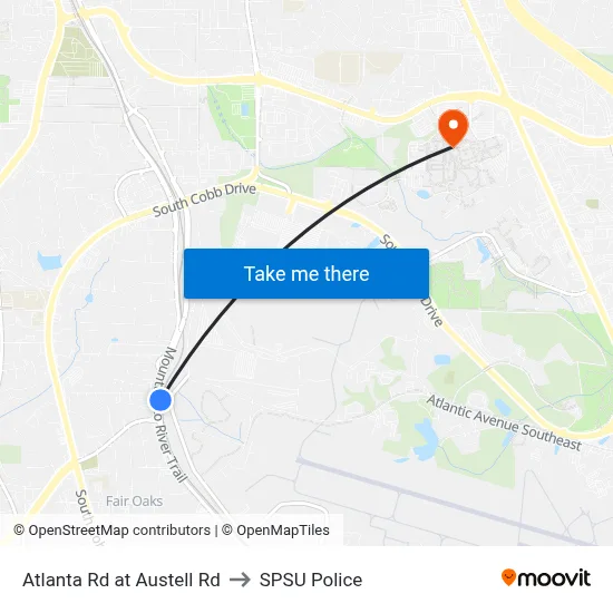 Atlanta Rd at Austell Rd to SPSU Police map