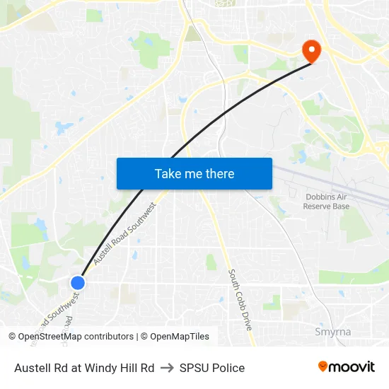 Austell Rd at Windy Hill Rd to SPSU Police map