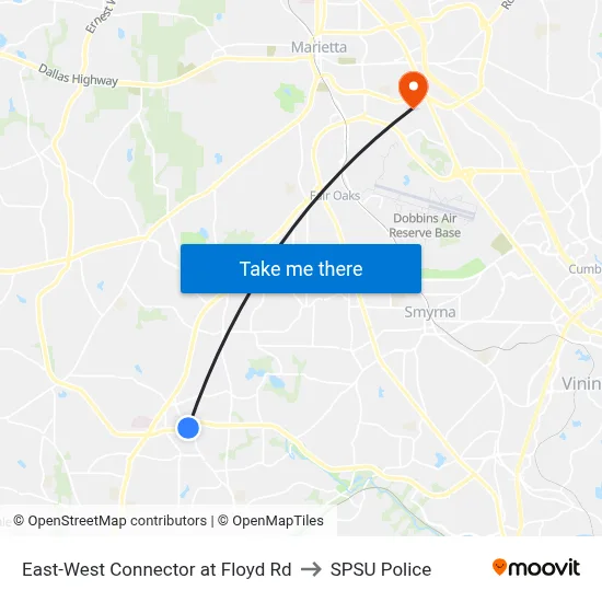 East-West Connector at Floyd Rd to SPSU Police map