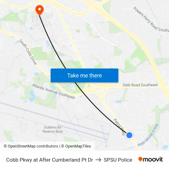 Cobb Pkwy at After Cumberland Pt Dr to SPSU Police map
