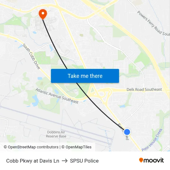 Cobb Pkwy at Davis Ln to SPSU Police map
