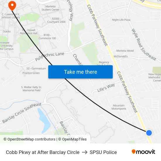 Cobb Pkwy at After Barclay Circle to SPSU Police map