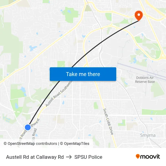 Austell Rd at Callaway Rd to SPSU Police map