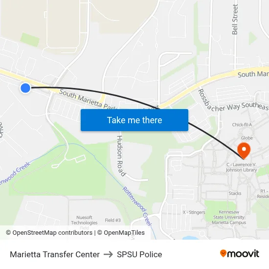 Marietta Transfer Center to SPSU Police map