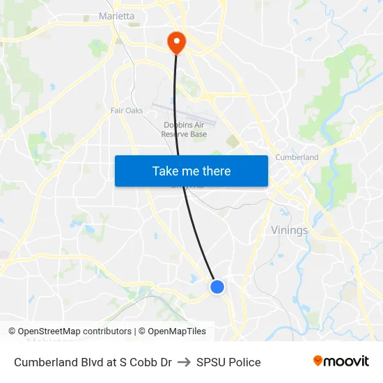 Cumberland Blvd at S Cobb Dr to SPSU Police map