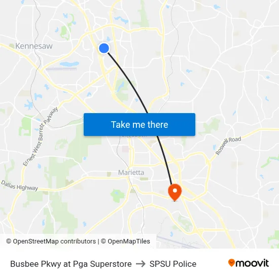 Busbee Pkwy at Pga Superstore to SPSU Police map