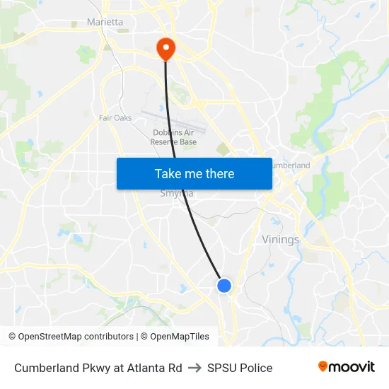 Cumberland Pkwy at Atlanta Rd to SPSU Police map